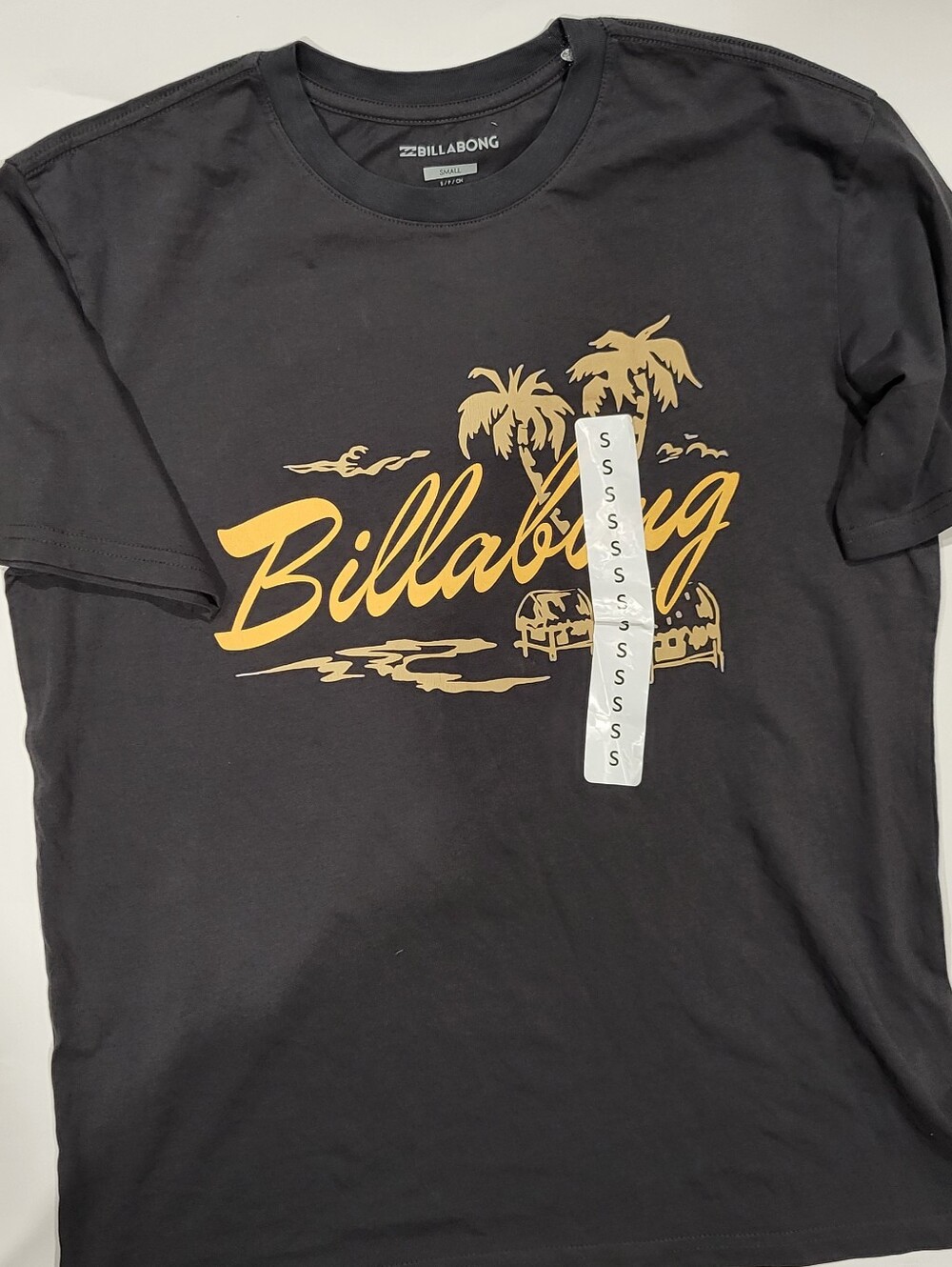 Billabong Black Short-Sleeve Tee with Yellow Palm Graphic